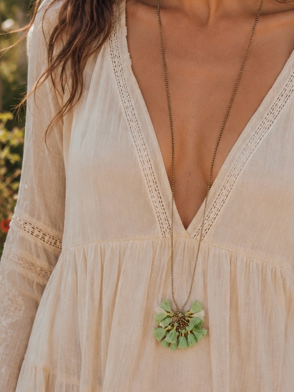 Vintage Sundance Bohemian Multi Tasseled Long Beaded Rope Necklace